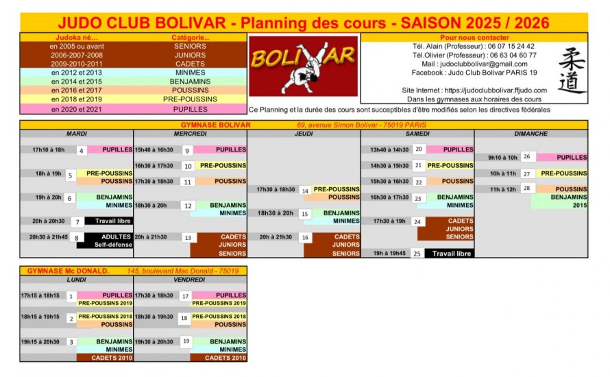 Horaires 25/26