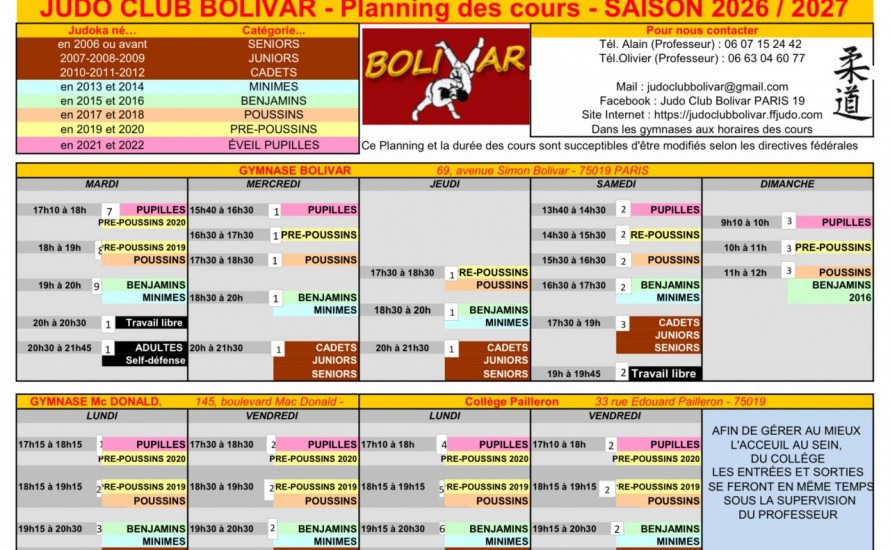 Horaires 26/27
