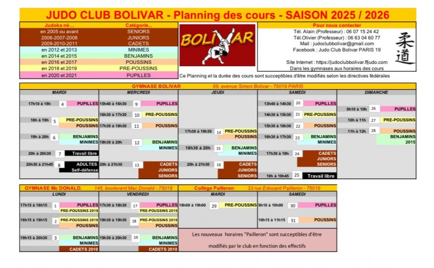 Horaires 25/26
